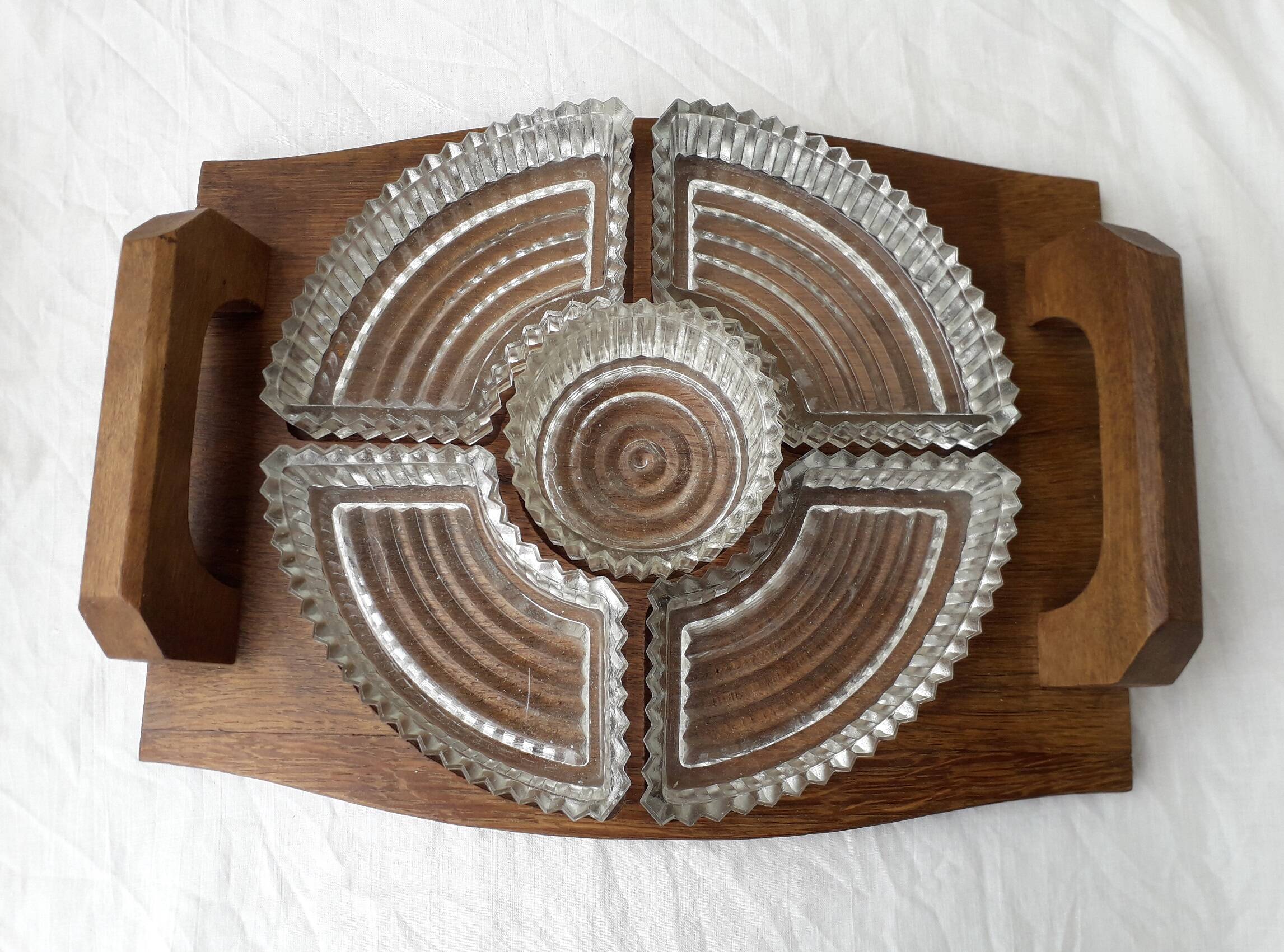 Wood and glass serving platter