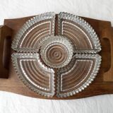 Wood and glass serving platter