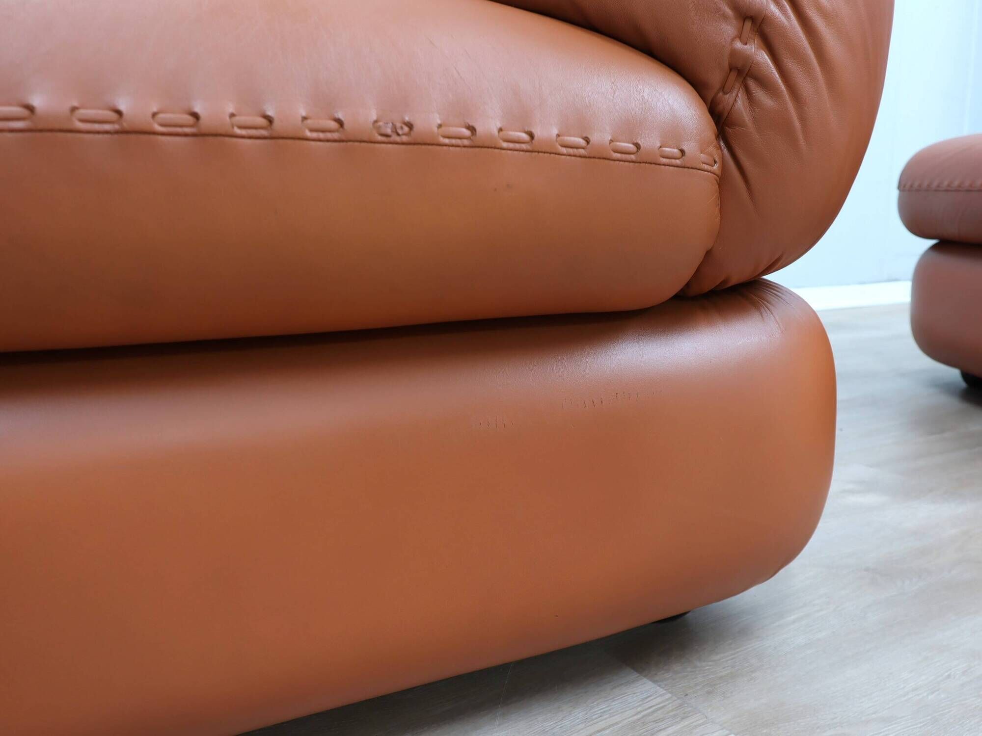 Sapporo cognac leather armchairs by Mobil GIRGI 1970s