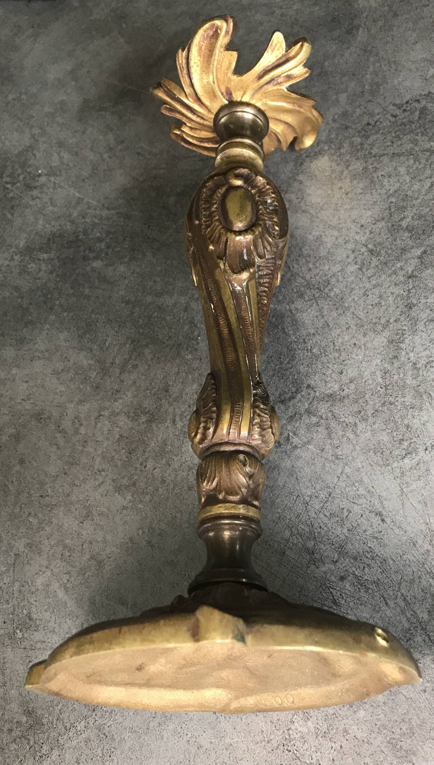 Old gilded bronze lamp base with Louis XV style rocaille decoration