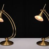 Lampes de table halogènes en laiton Holtkotter années 1980 Allemagne