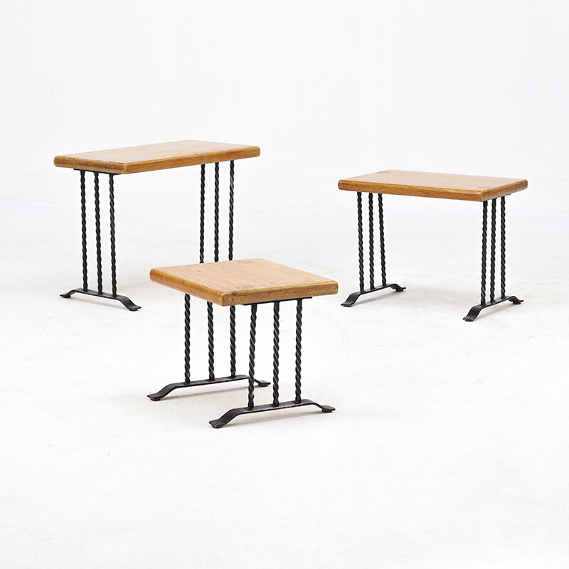 Tables gigognes brutalistes rustiques vintage