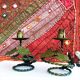 Pair of handcrafted wrought iron candlesticks vintage foliage