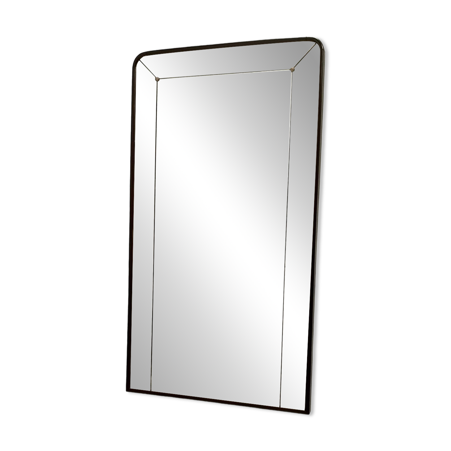 Art Deco Rectangular Wall Mirror with Black Beech Frame, Italy