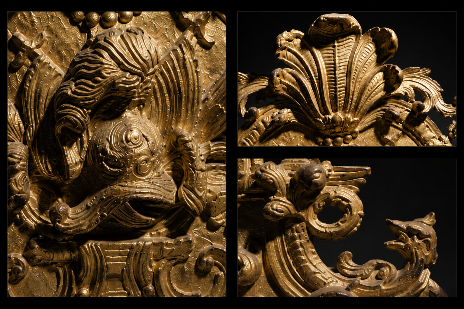 Fronton de miroir doré d’époque Régence (XVIIIème siècle)