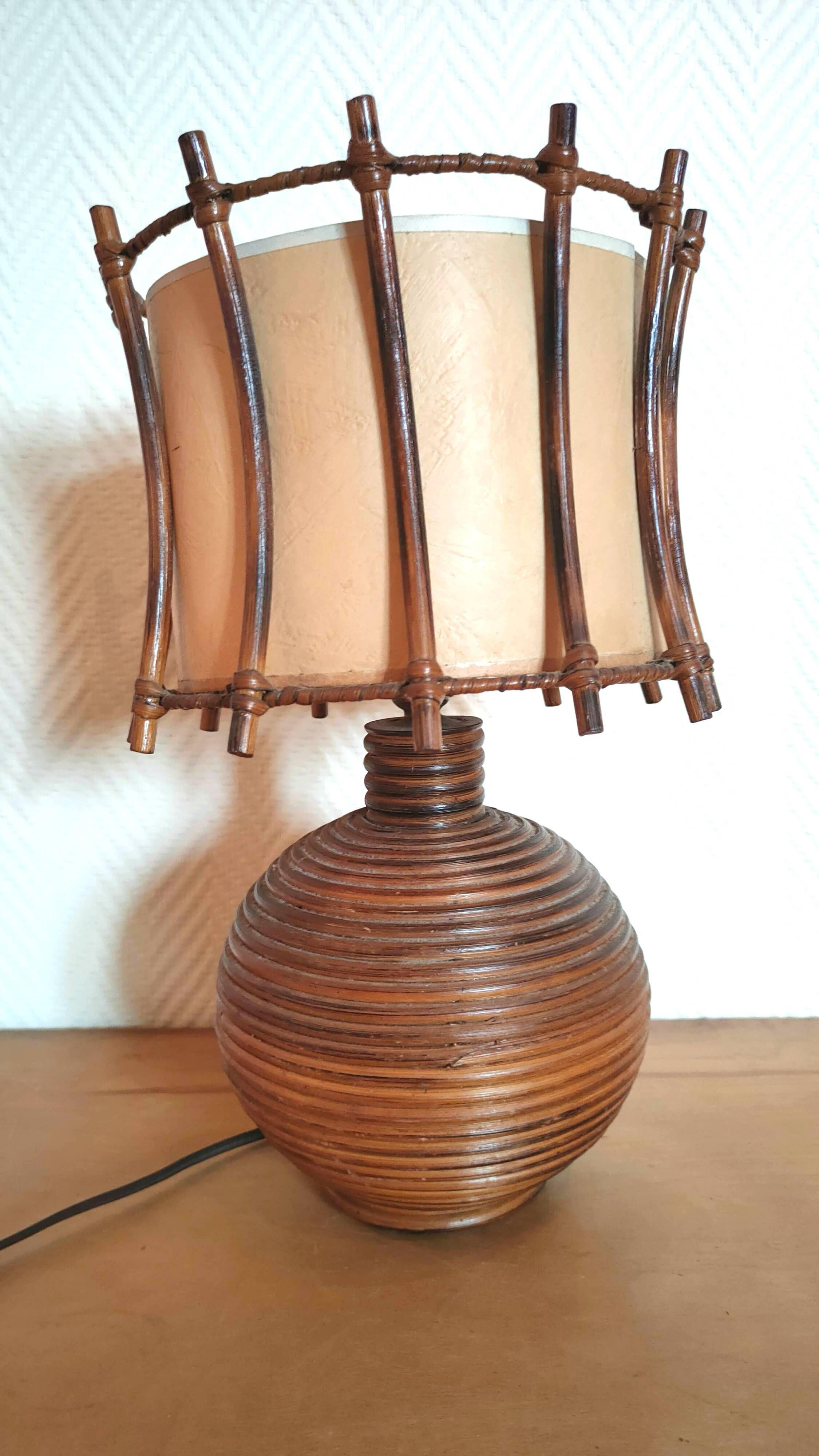 Rattan and wicker lamp design 50s 60s