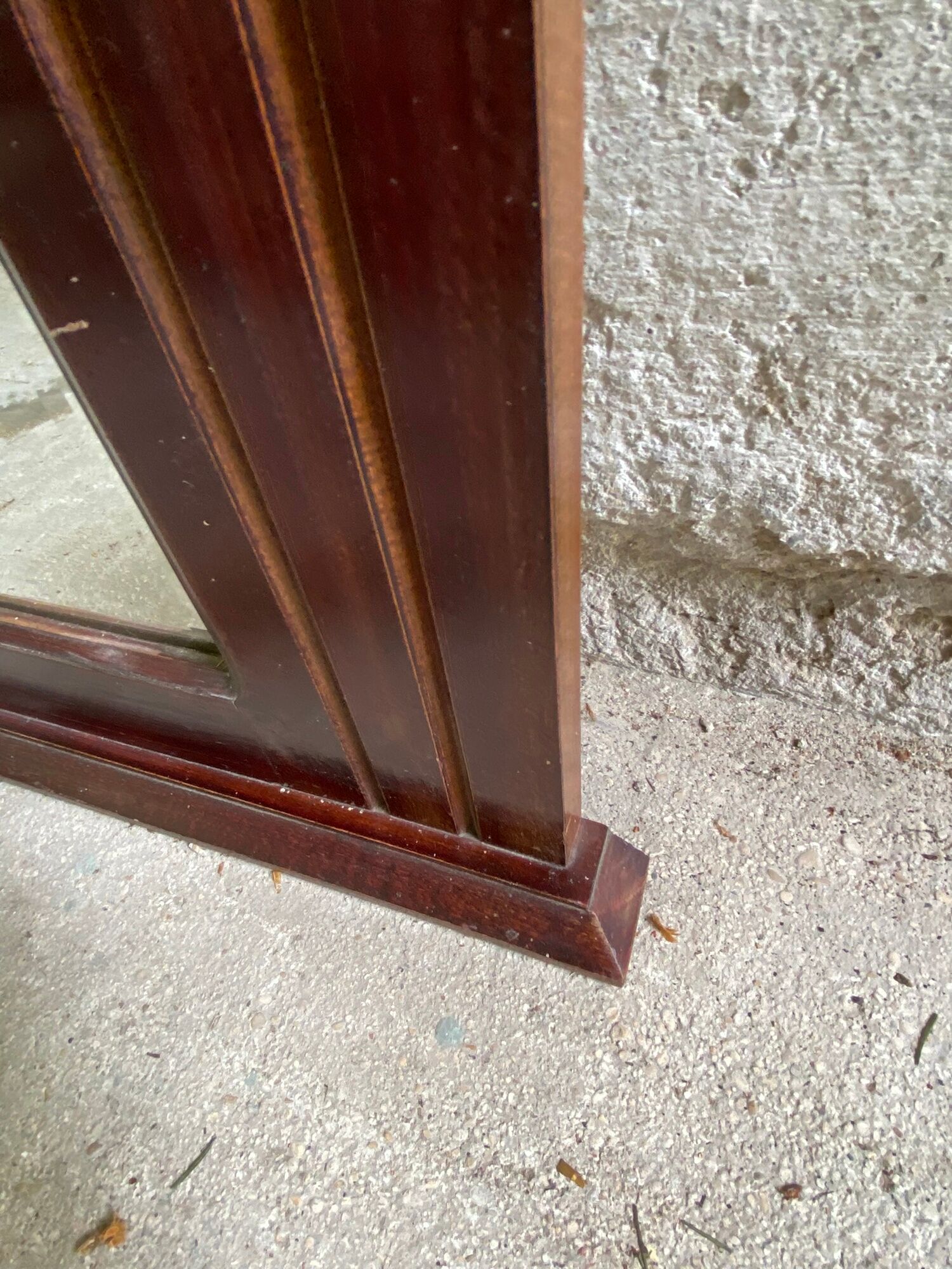 Large mirror of vintage art deco wooden fireplace 119 cm / 93 cm