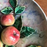 Barbotine wall dish, 19th century, Apple decor