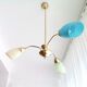Vintage 1940s gold metal and glass 3 arm Sputnik chandelier
