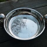 Silver metal dish with squirrels
