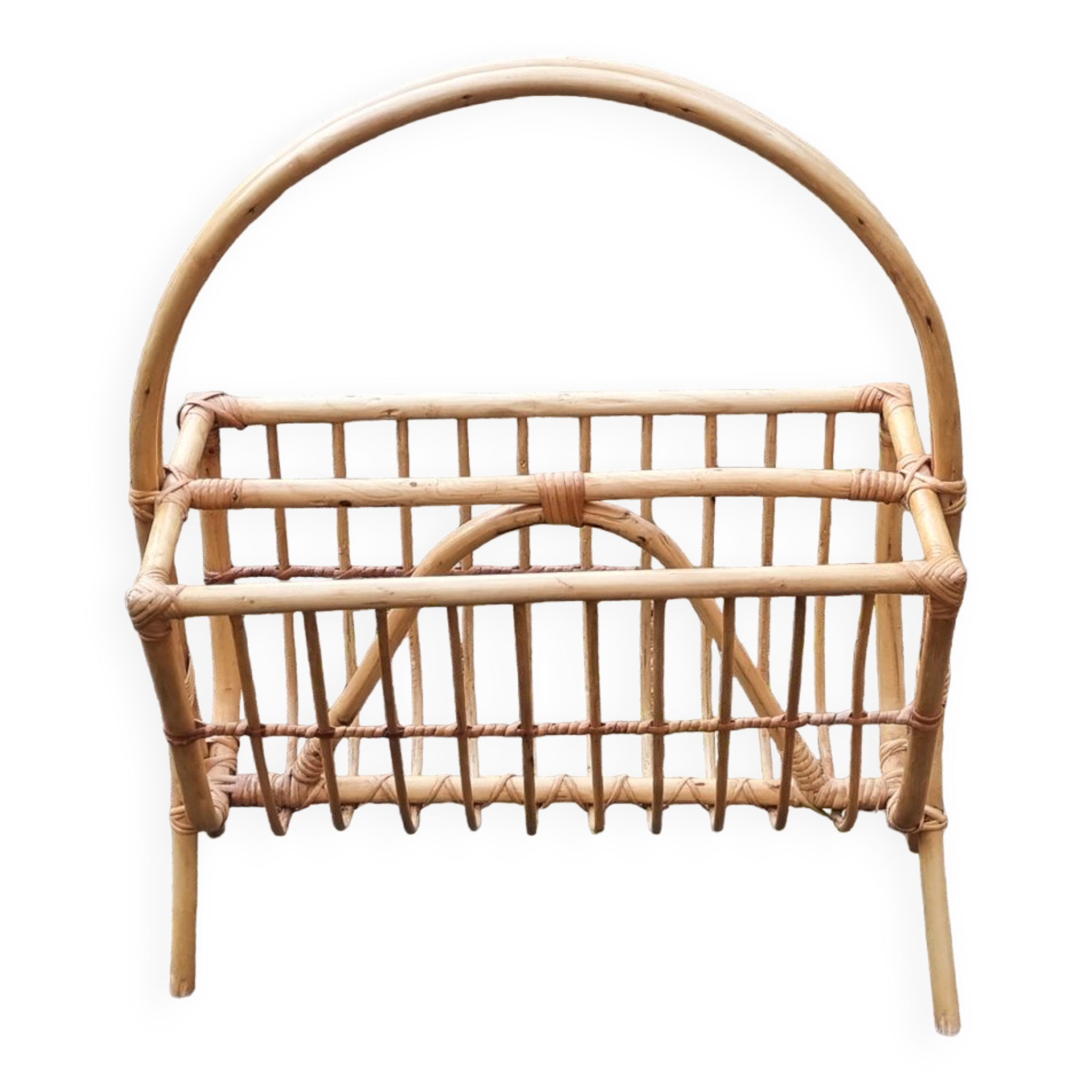 Magazine holder bamboo, vintage 60s