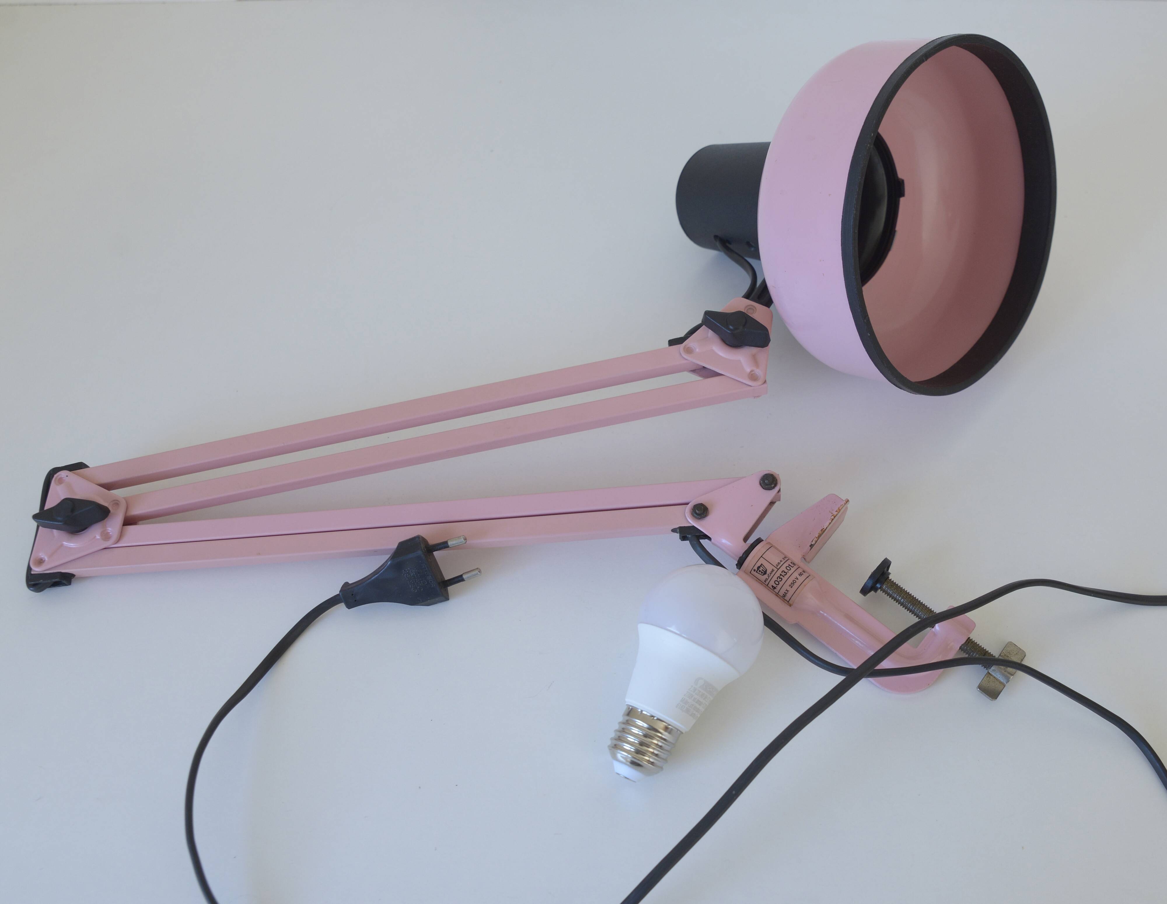 Vintage Architect Desk Lamp / Pop Art / Rare Pink Table Light 1980's