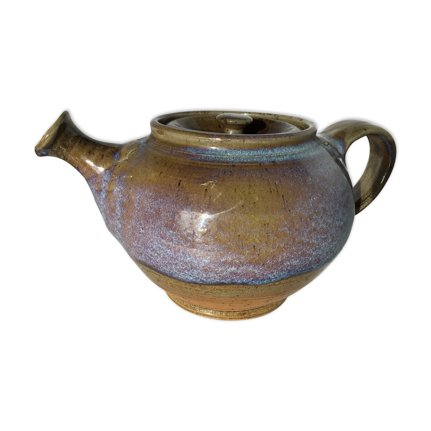 La Borne iridescent blue sandstone teapot signed