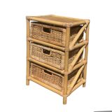 Commode vintage en rotin et bambou