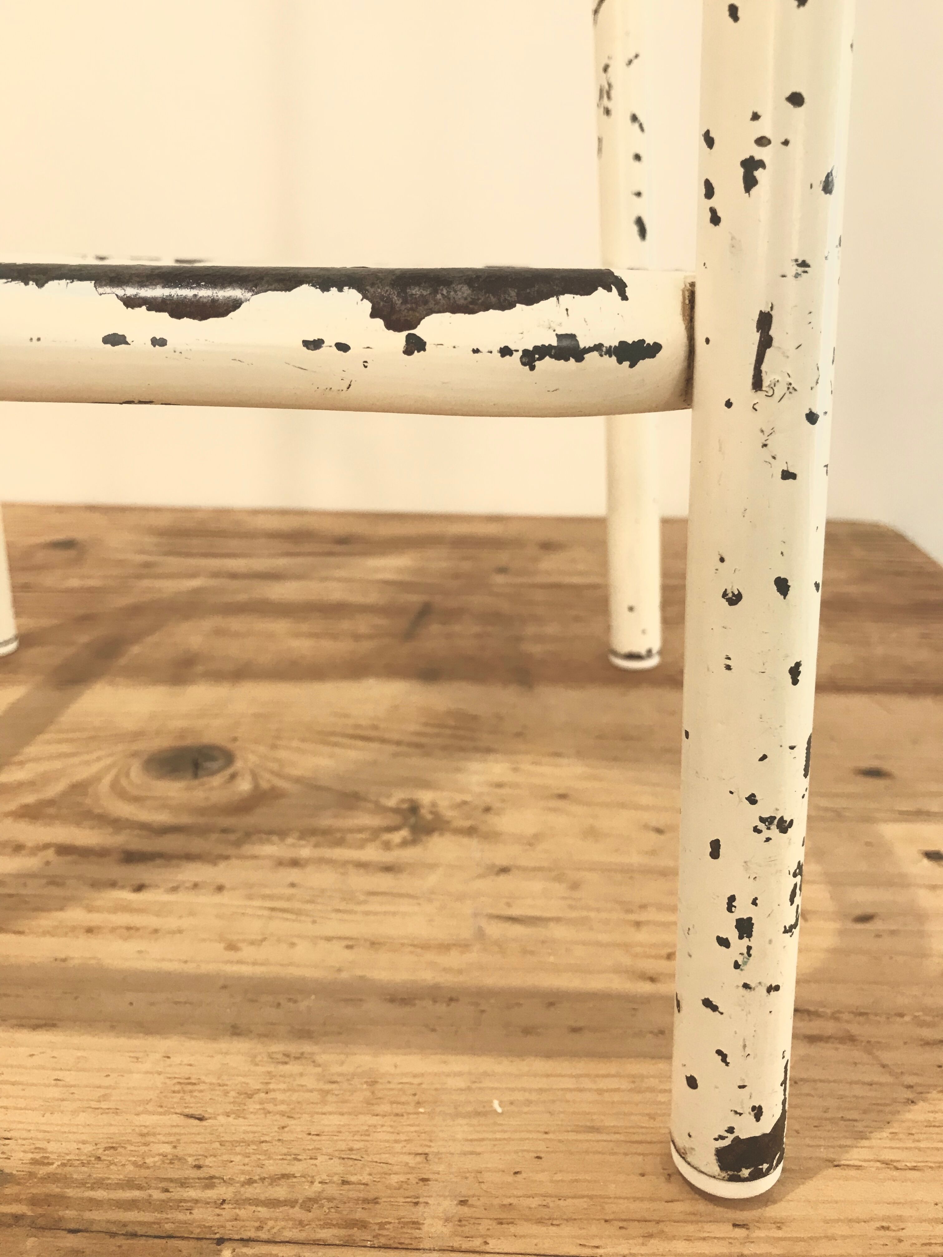 Vintage mint and white stool