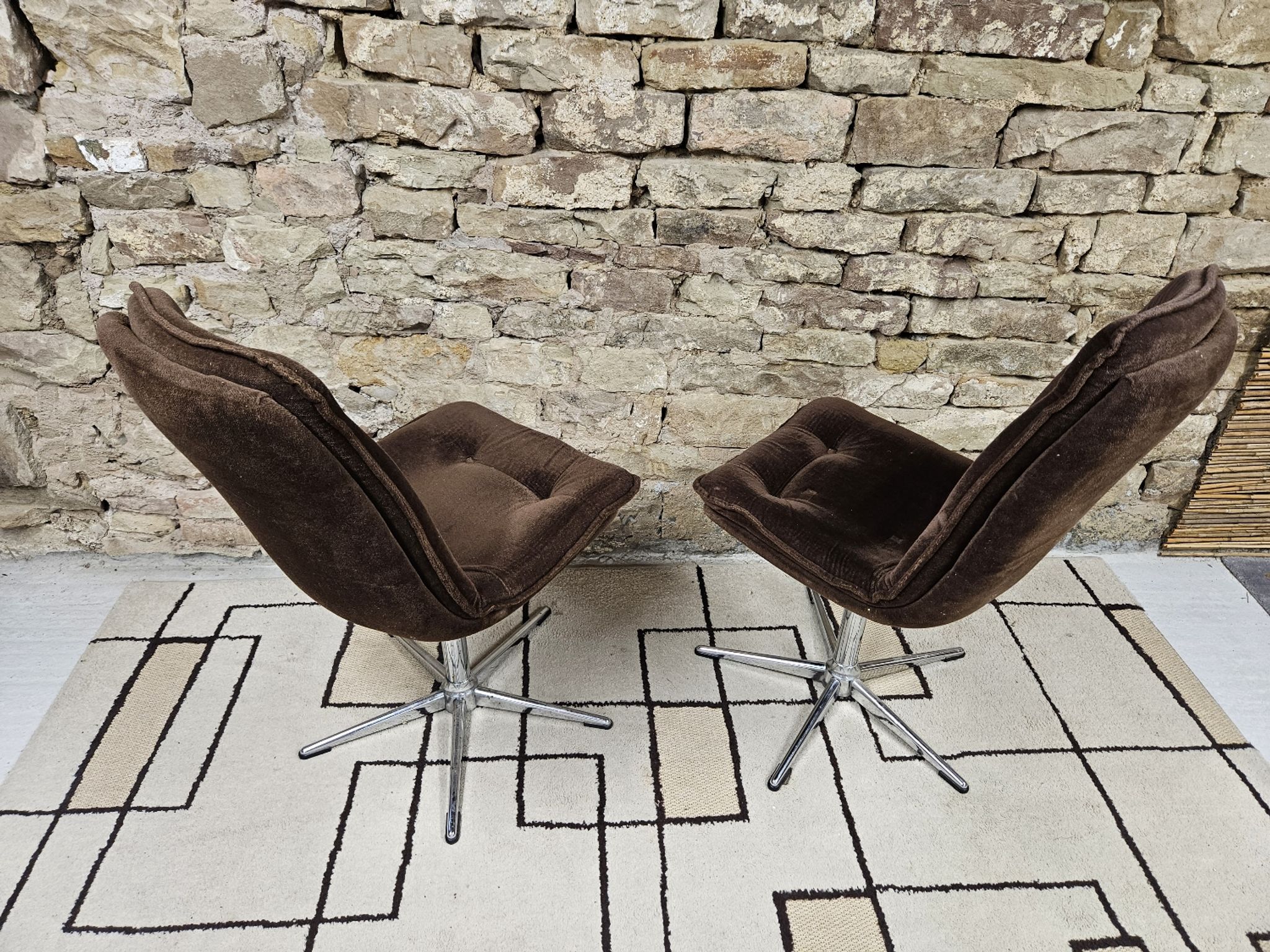 Paire de chaise fauteuil velour vintage  1970"