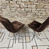 Pair of vintage velvet armchair chair 1970"