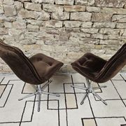 Paire de chaise fauteuil velour vintage  1970"