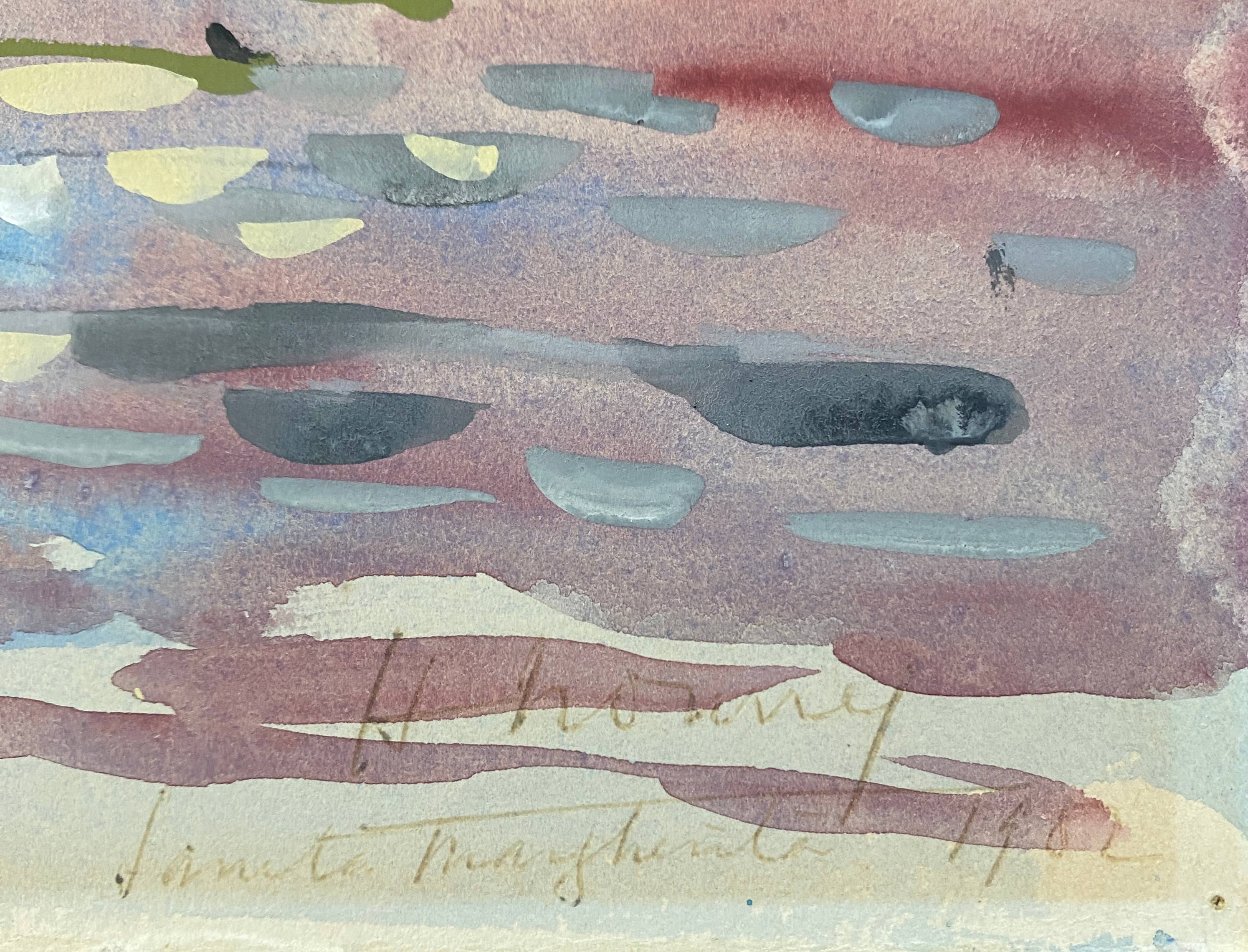 Painting "port of santa margherita" liguria 1962 italy henri nourry (1902-1978)