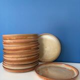 Natural stoneware plate 1970 vintage ceramic beige