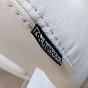 White leather swivel comma armchair by roche bobois - 80s