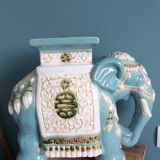 Green blue ceramic elephant