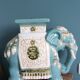 Green blue ceramic elephant