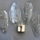 Set of 5 Vintage Italian Murano Glass Wall Lamps, Gold Plated, 1970s