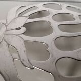 silver-plated metal strawberry-shaped trivet