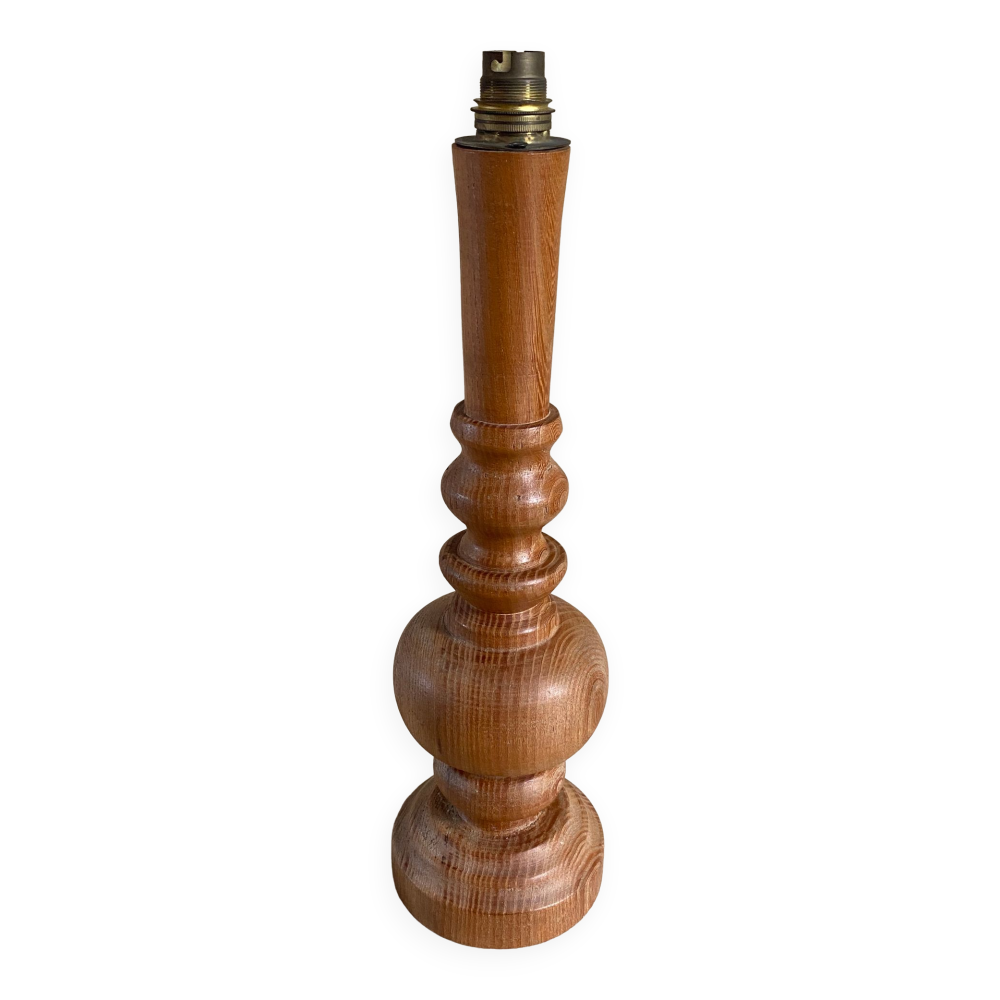 Wooden lamp foot turned vintage 1970