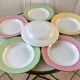 Lot of 6 hollow plates Saint-Amand 60s pastel