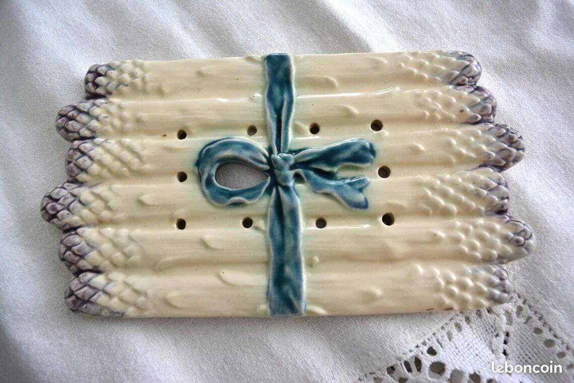 Very old asparagus barbotine tray
