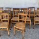 Set of 13 old art deco bistro chairs from the 1930s in light wood