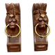 Pair of consoles, corbels, wooden and brass lion supports, 19th century.