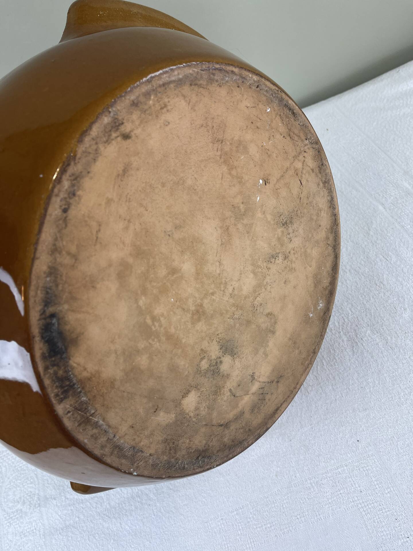 Large glazed terracotta salad bowl