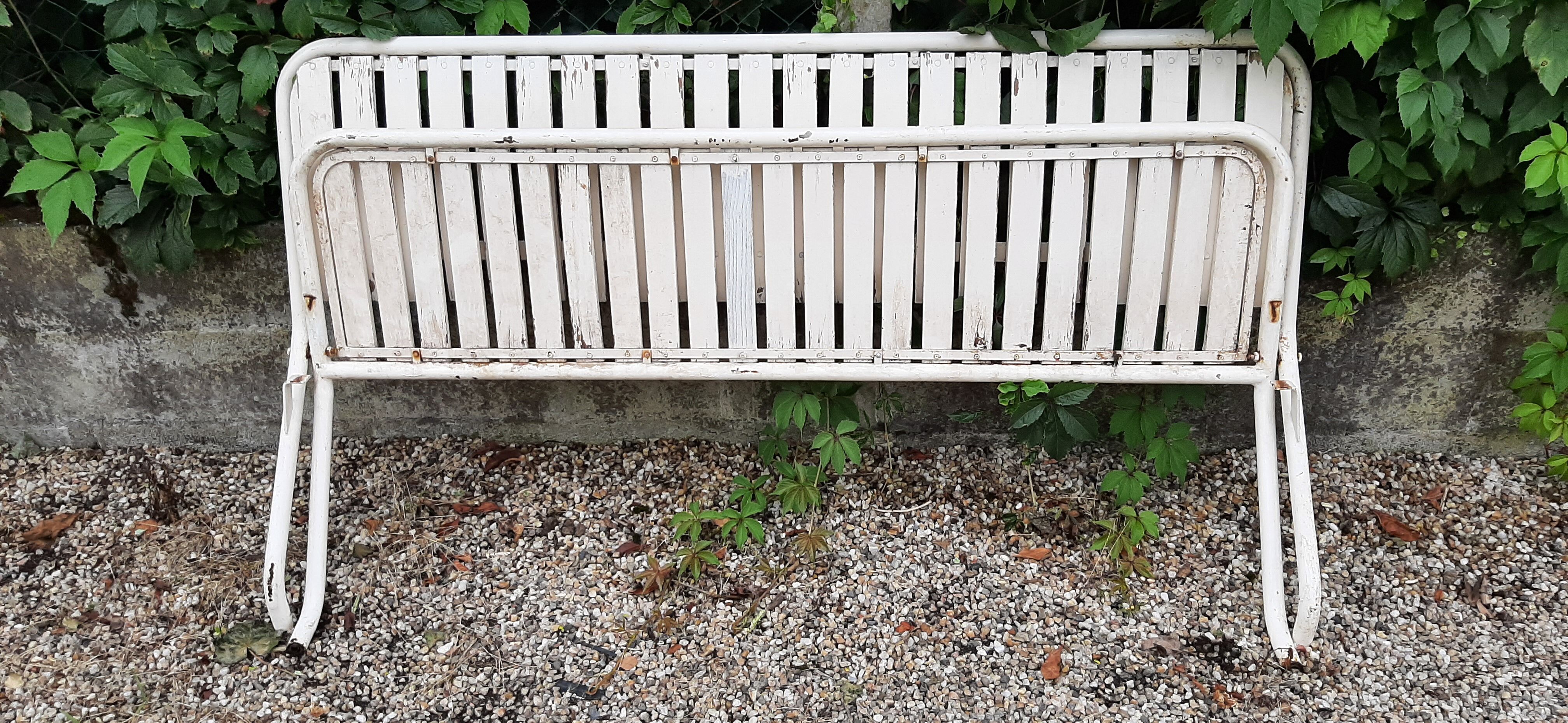 Metal and wood outdoor bench