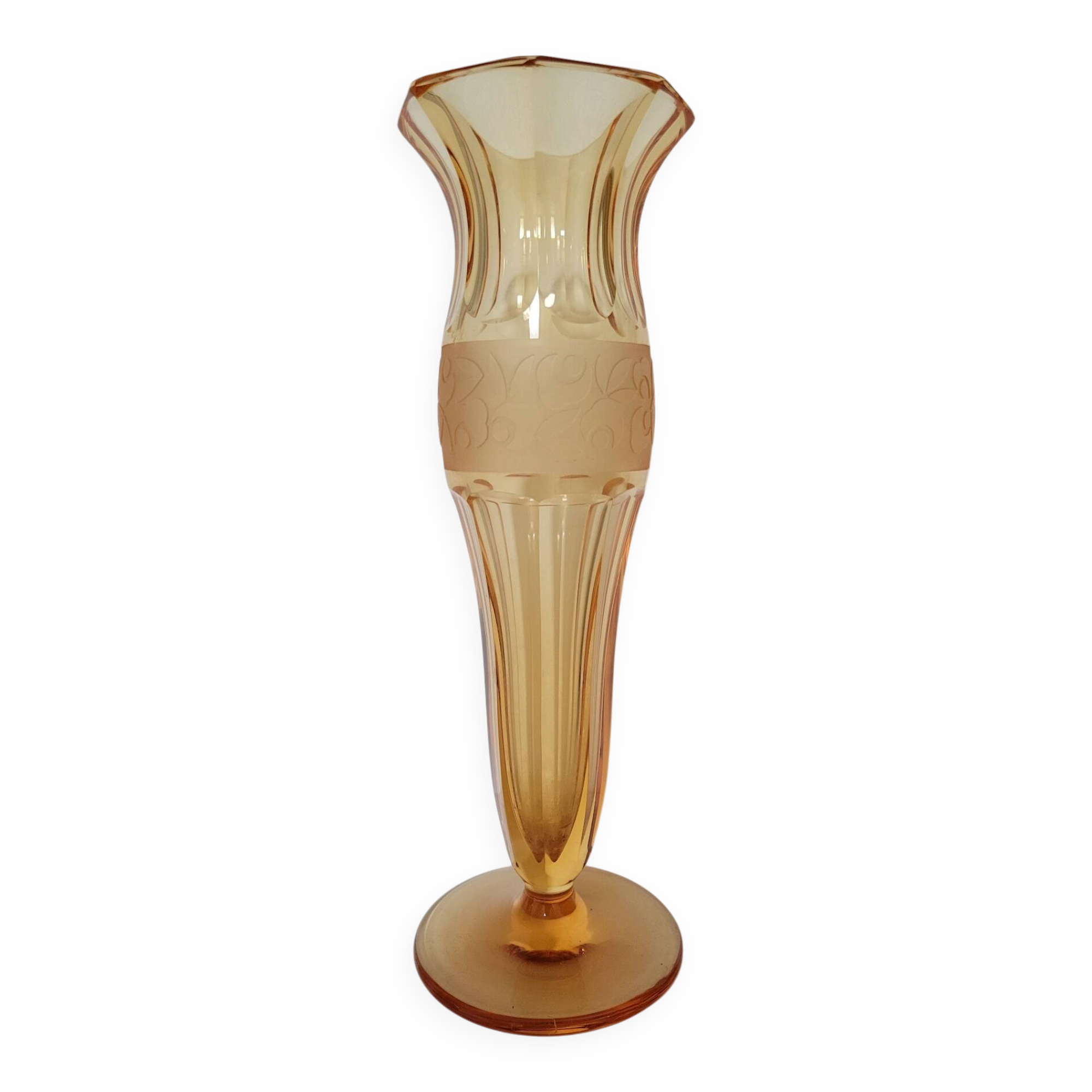 Art Nouveau cut crystal single flower vase