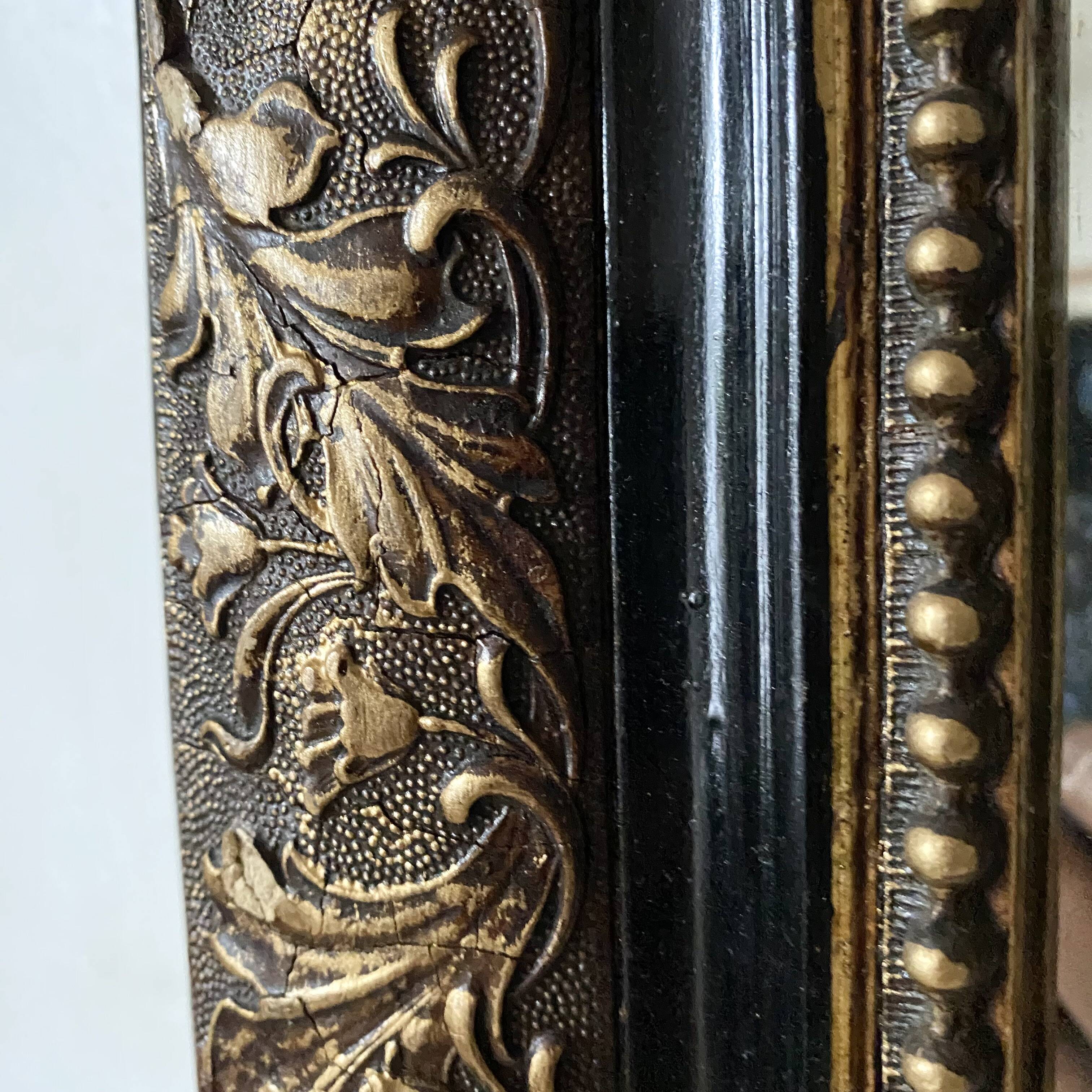 Antique Louis Philippe mirror in black and gold, 93X68cm
