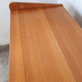 Vintage light oak chest of drawers, brass base