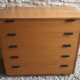 Vintage chest of drawers 1980's blond beech 5 drawers