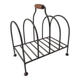 Vintage metal and wood magazine rack
