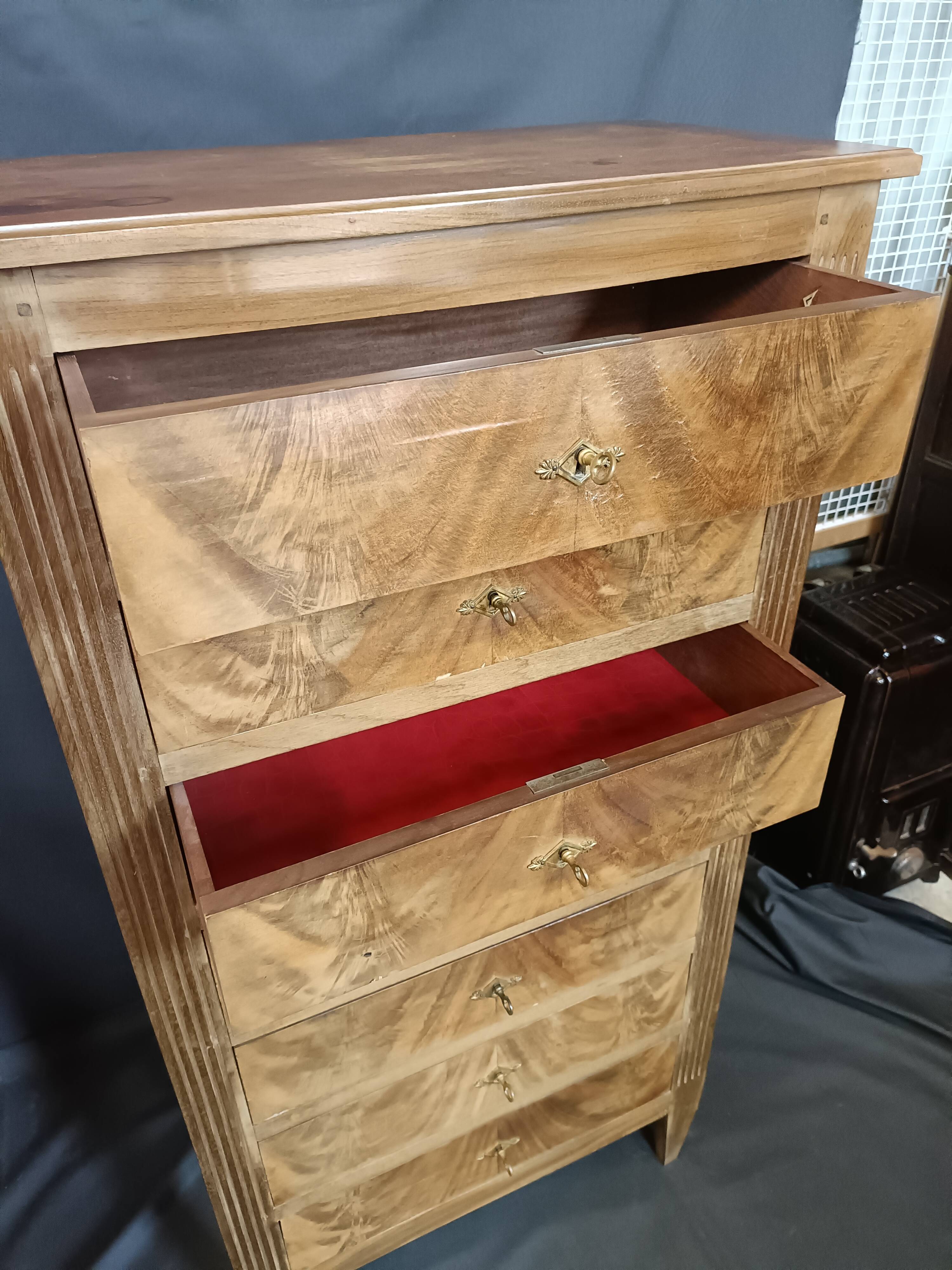 Semainier style Louis XVI en placage de noyer