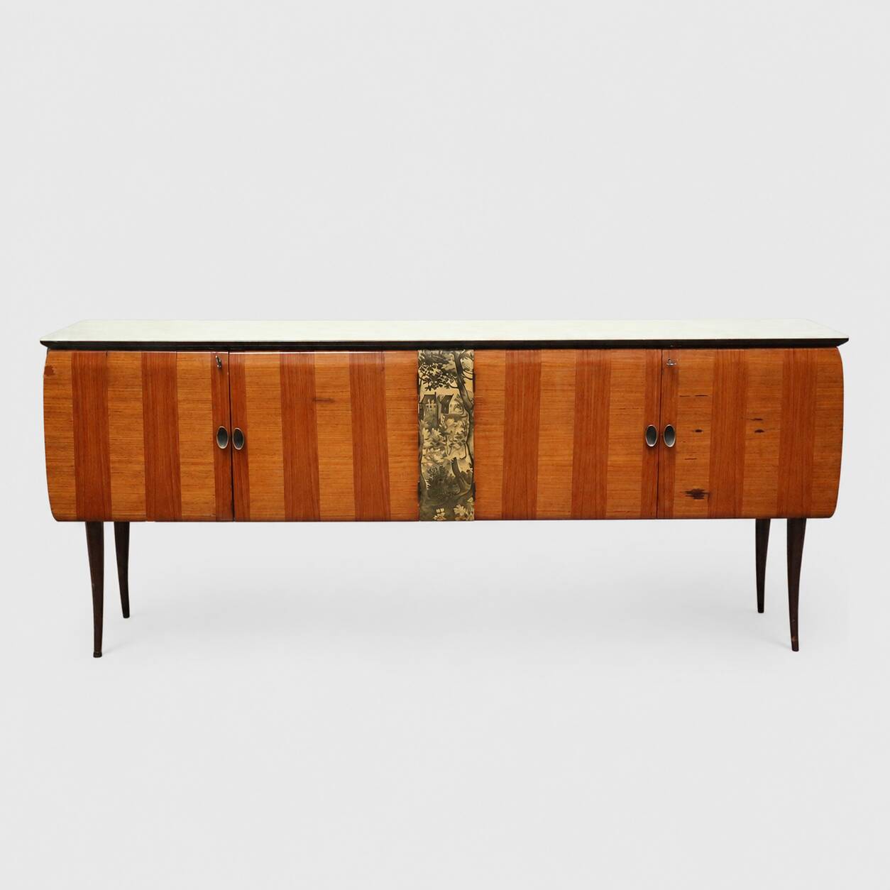 Italian vintage design sideboard with glass top – in the style of Vittorio Dassi