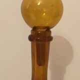 Carafe bubbled glass amber color signed Biot, vintage