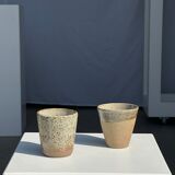 Set of 2 cups in Indonesian ceramic (brown & speckled glazed matte)