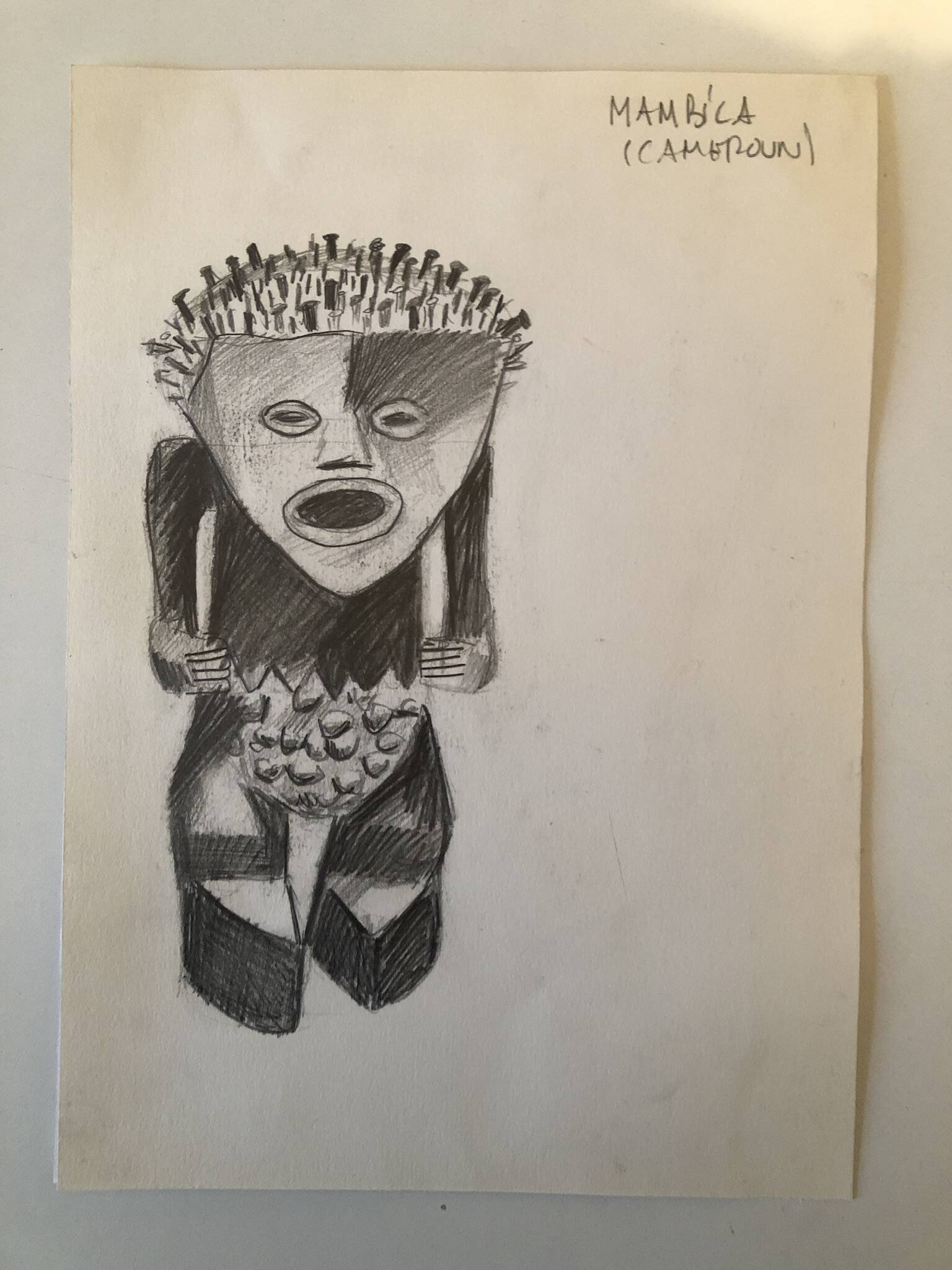 Drawing African Sculpture Manbila Cameroon