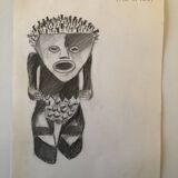 Drawing African Sculpture Manbila Cameroon