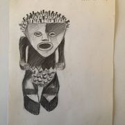 Drawing African Sculpture Manbila Cameroon