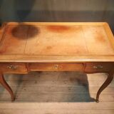 Flat desk in solid cherry wood, Louis XV style.