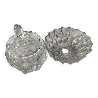 Lot de saladier et bonbonnière en cristal de Bohème